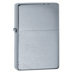 Zippo Lighter - Vintage Brushed Chrome w/ Slashes