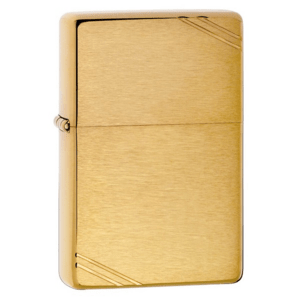 Zippo Lighter - Vintage Brushed Brass w/ Slashes