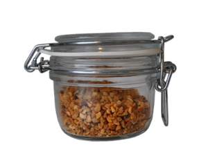 Sukkerristede hasselnødder i patentglas, 75 g.