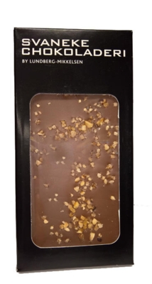 Lys chokolade plade m. ristet hassel-krokant, 100 g.