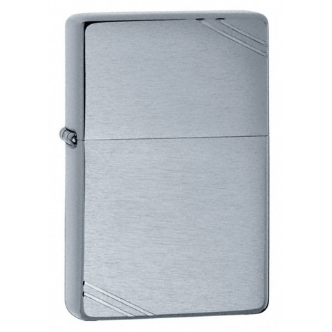 Zippo Lighter - Vintage Brushed Chrome w/ Slashes