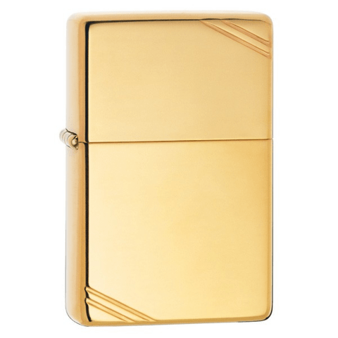 Zippo Lighter - Vintage High Polish Brass w/ Slashes
