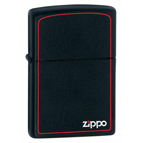 Zippo Lighter - Black Matte w/Zippo & Border