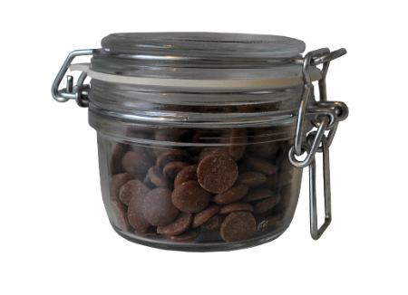 Ren lys chokolade i patentglas, 75 g.