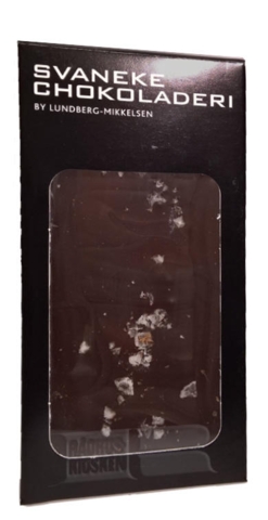 Mørk chokolade plade m. salt flager, 100 g.