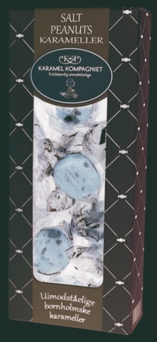 Salt peanuts karameller i æske, 100 g.