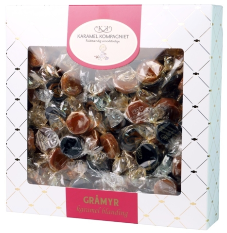 Stor æske m. plastic rude, så folk kan se alle de skønne karameller.